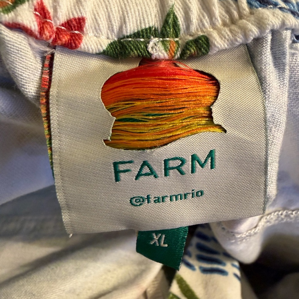 Farm Rio Blue Macaw High-Waist Paperbag Shorts with Tie Belt and Pockets, XL - Picture 5 of 6